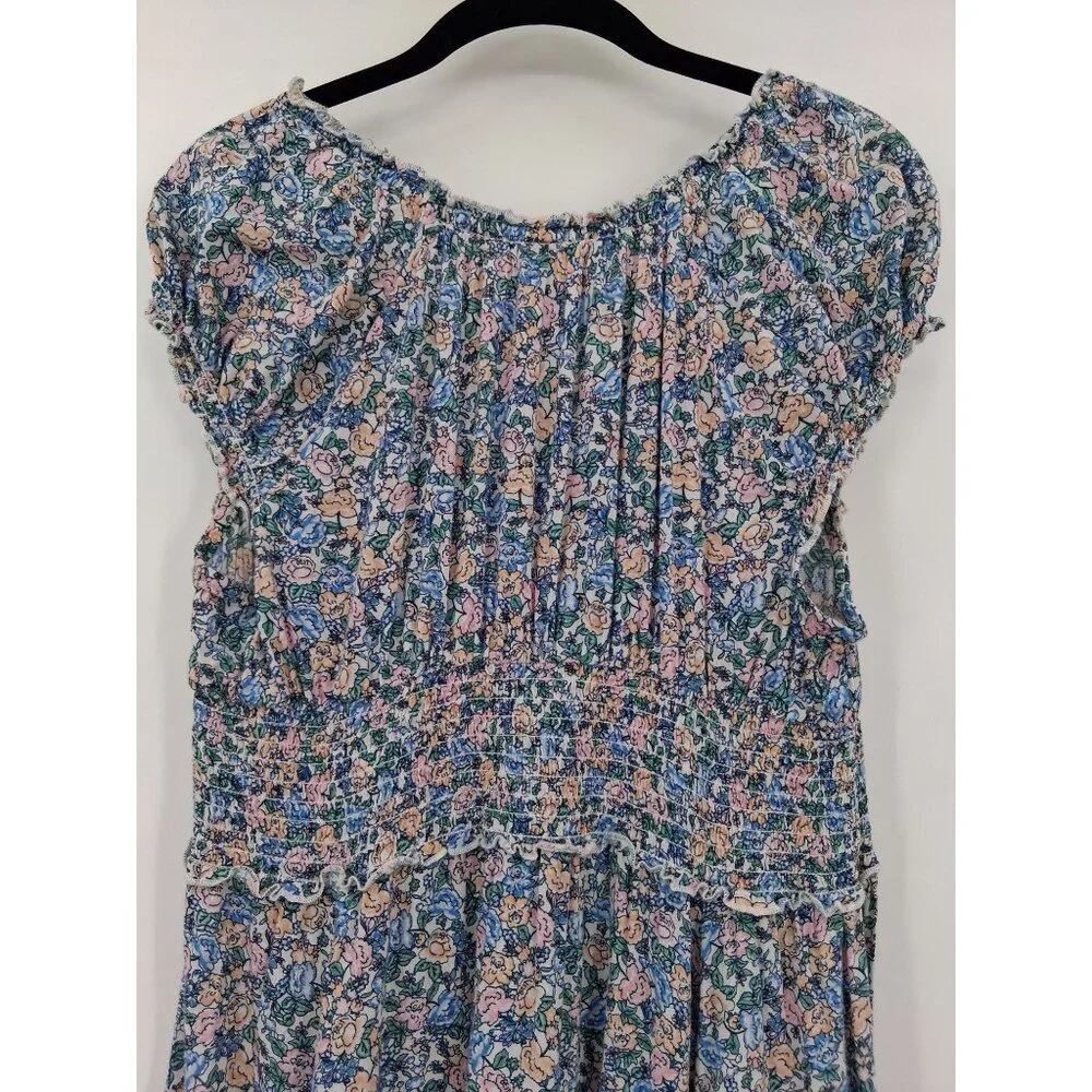 Old Navy Floral Smocked Midi Dress Size Large Milkmaid Peasant Cottagecore Ditzy - Picture 6 of 12